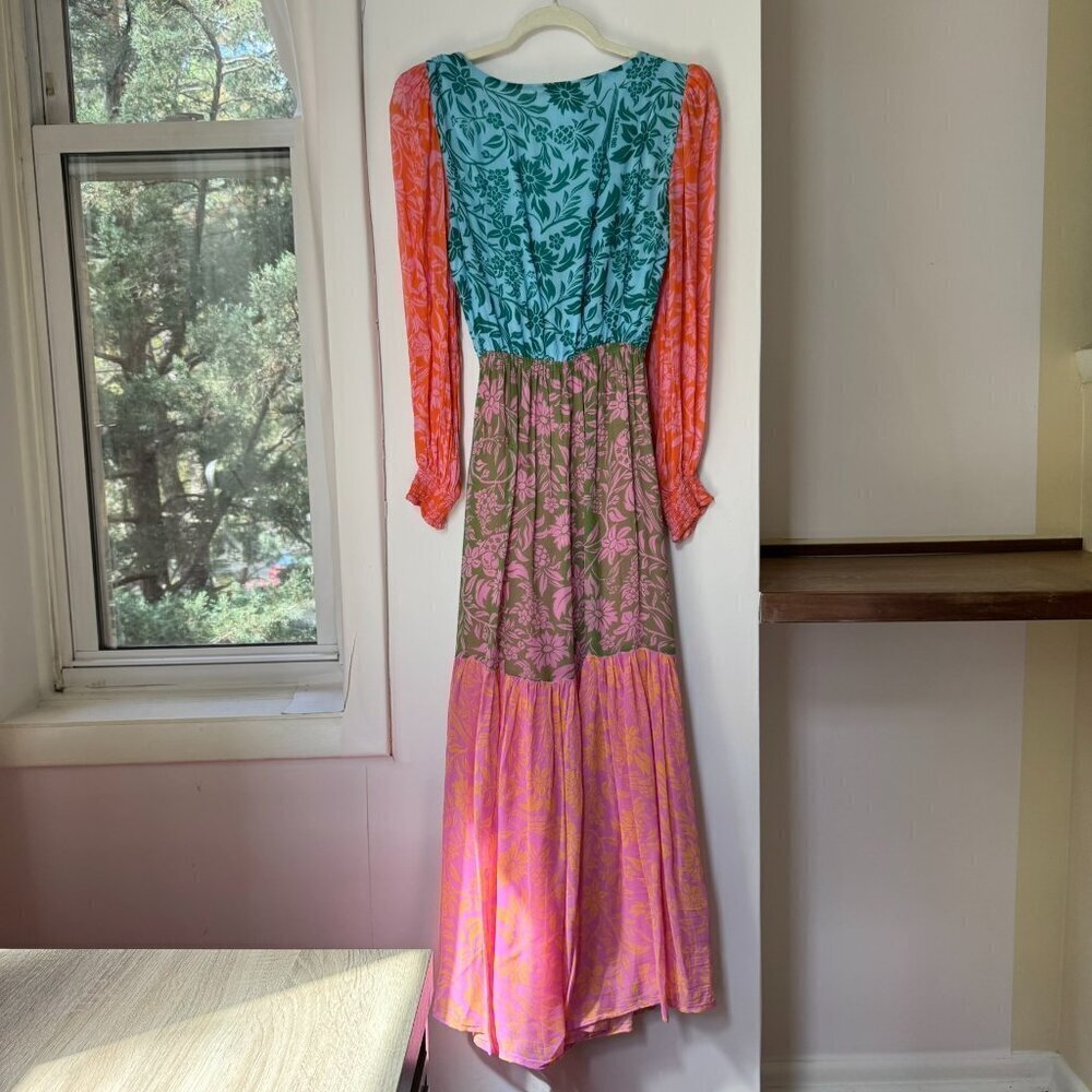 New Farm Rio Long-Sleeve Maxi Dress Pink Small - Picture 7 of 13